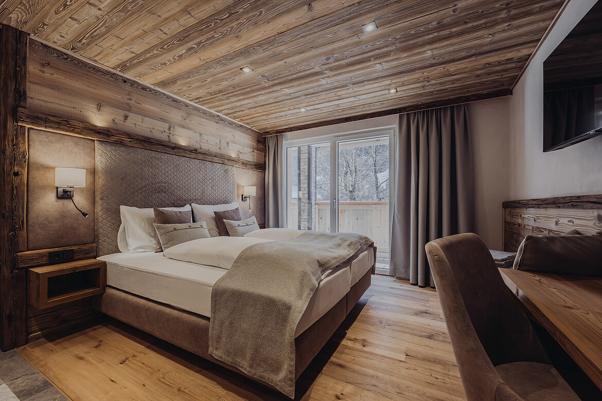 Bett im Chalet Bergwiesenblick in Montafon Hotel Vermala
